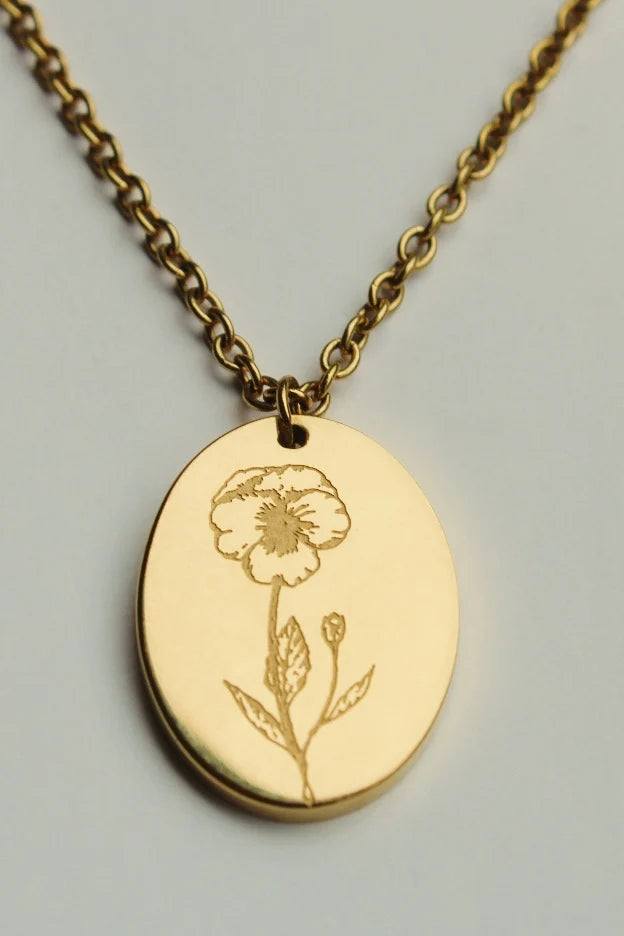 BFN-FEB-G By Grace Jewelry February Violet Birth Month Flower Necklace 14K PVD Plated Necklace 0