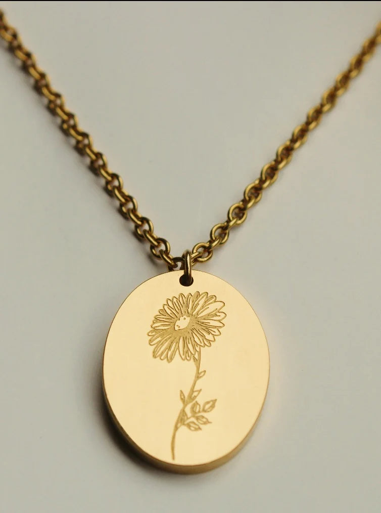 BFN-APR-G By Grace Jewelry April Daisy Birth Flower Necklace 14K PVD Plated 0