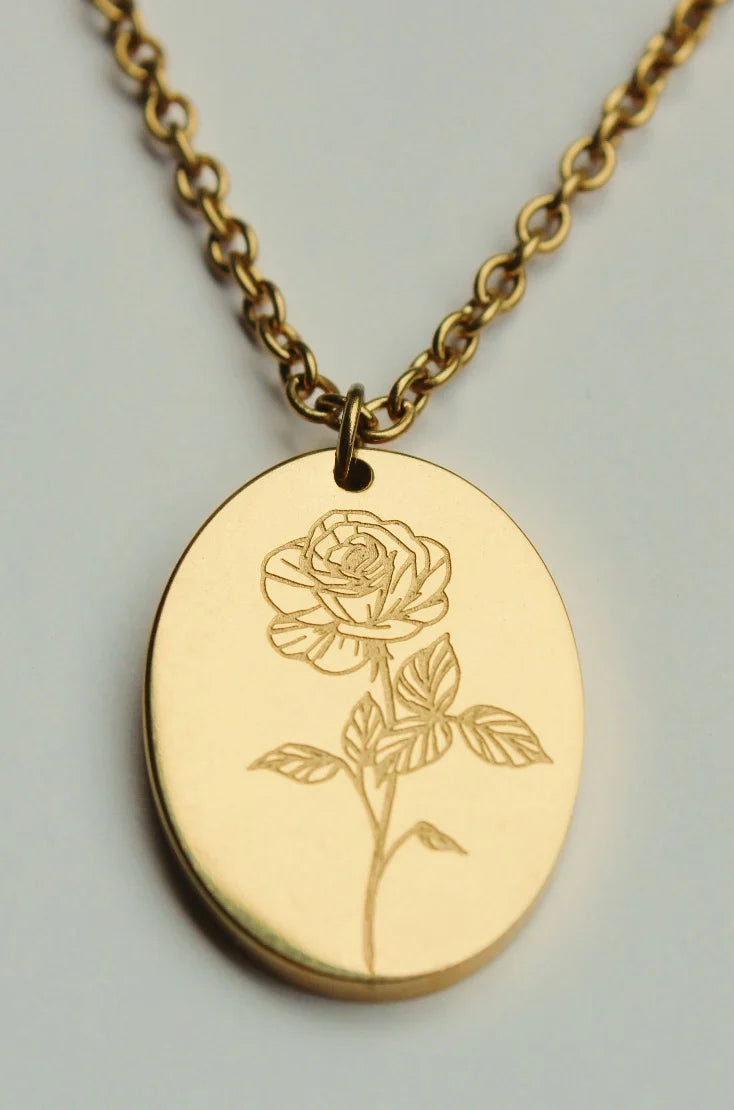 BFN-JUN-G By Grace Jewelry June Birth Flower Necklace 14K PVD Plated 0