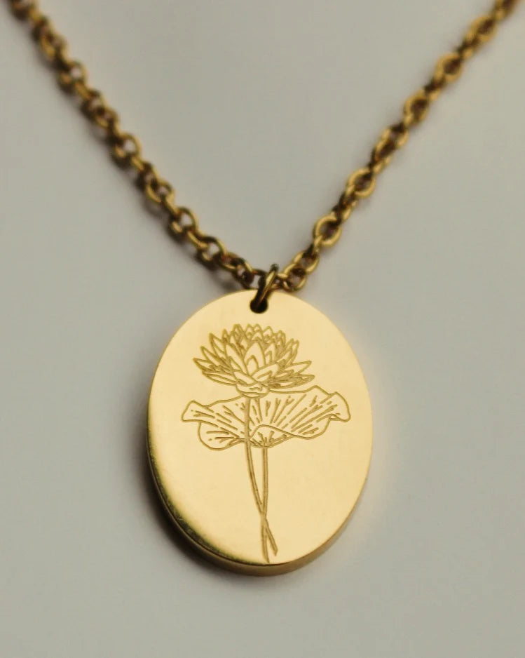 BFN-JUL-G By Grace Jewelry July Birth Flower Necklace 14K PVD Plated 0