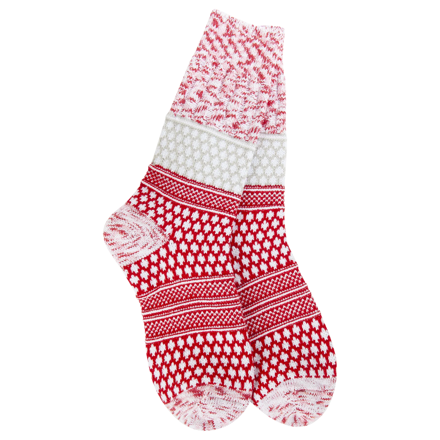76381 WSGALFO World's Softest Socks Holiday Weekend Textured Crew Peppermint Multi 0