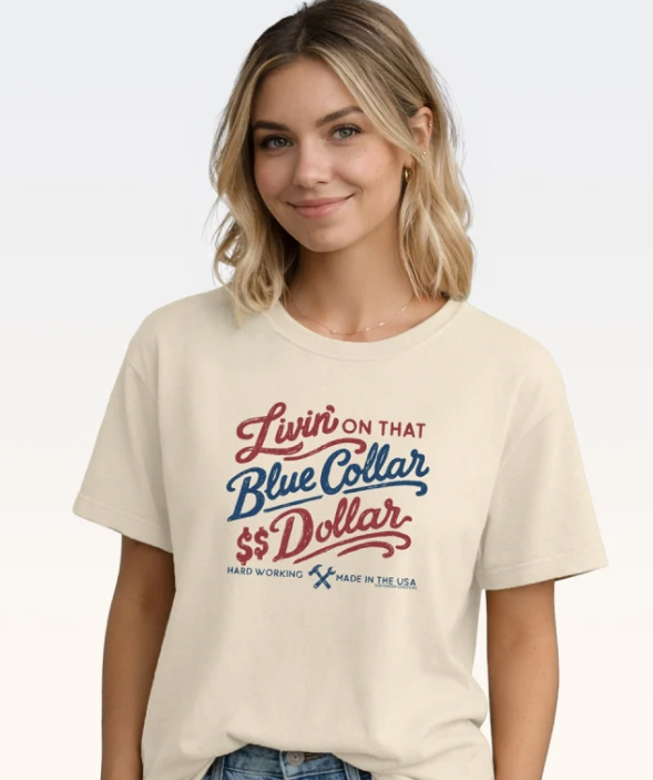 SC1640NA Southern Couture Blue Collar Dollar Tee Natural 0