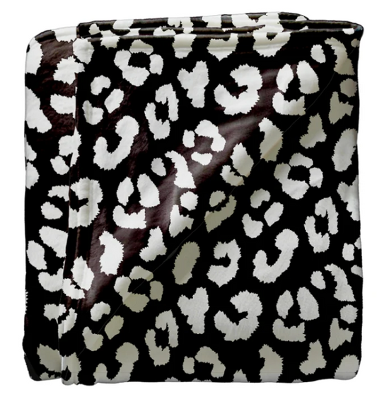 SCB39 Southern Couture Black/White Leopard Super Soft Blanket 0