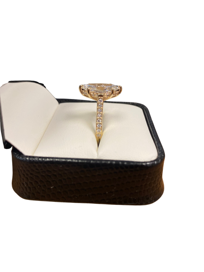 14K Yellow Gold 3.02CT Lab Grown Marquise Solitaire .25CTTW Diamond Mounting 0