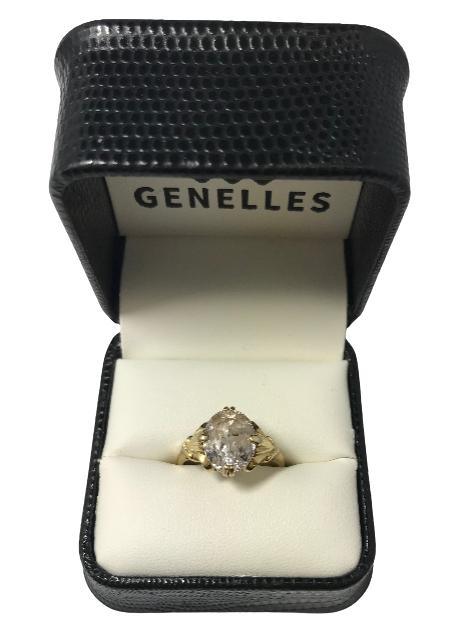 U 158005 14K Yellow Gold Oval Clear Stone Ring