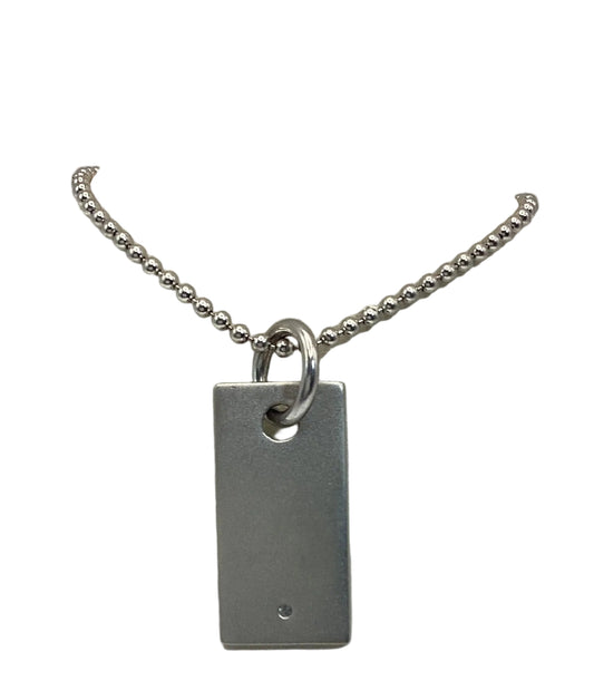Sterling Silver Diamond Men's Bar with O Ring Pendant Necklace