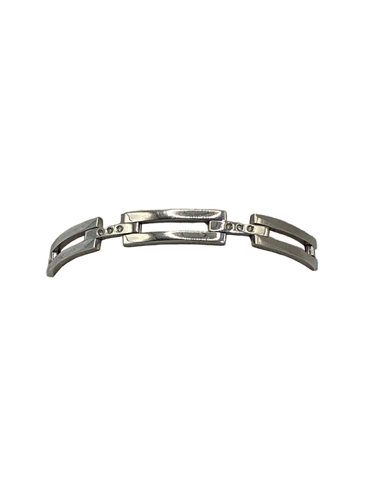 U 018133 Sterling Silver Curved Bar Bracelet With Natural Diamonds