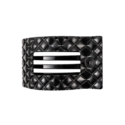 Teleties Quilted Medium Flat Rectangle Hair Clip - Jet Black