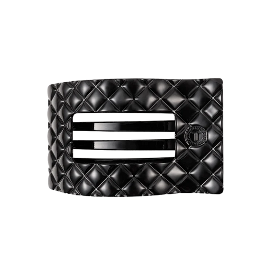 Teleties Quilted Medium Flat Rectangle Hair Clip - Jet Black