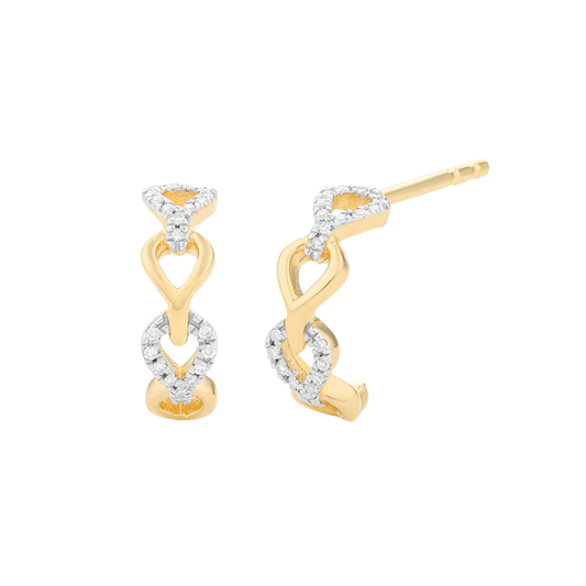 Ella Stein Sterling Silver Gold Plated .06CTTW Diamond In The Link Huggie Earrings