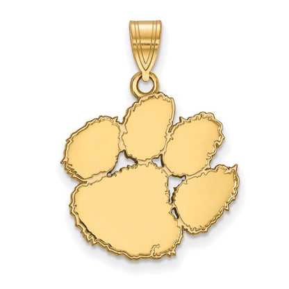 Sterling Silver Gold Plated Clemson University Large Pendant