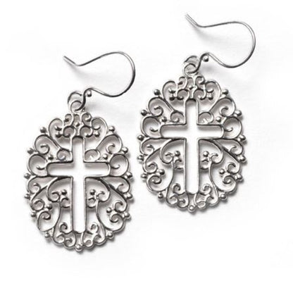 Southern Gates Filigree Open Cross Earrings