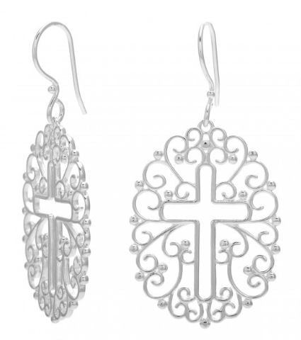 Southern Gates Filigree Open Cross Earrings