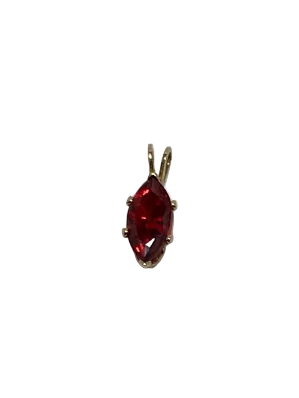 U 31475 14K Yellow Gold Red Marquise Stone Pendant