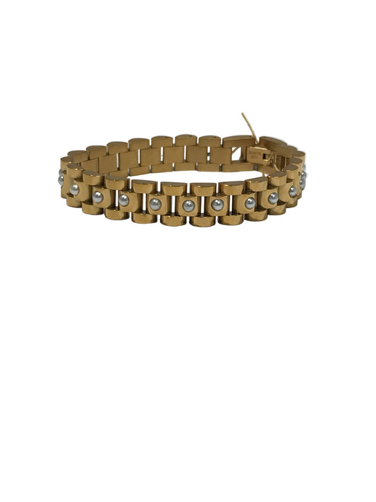 400028 Chansutt Pearls Pearl Gold Watch Band Bracelet 7in Water Resistant Stainless Steel