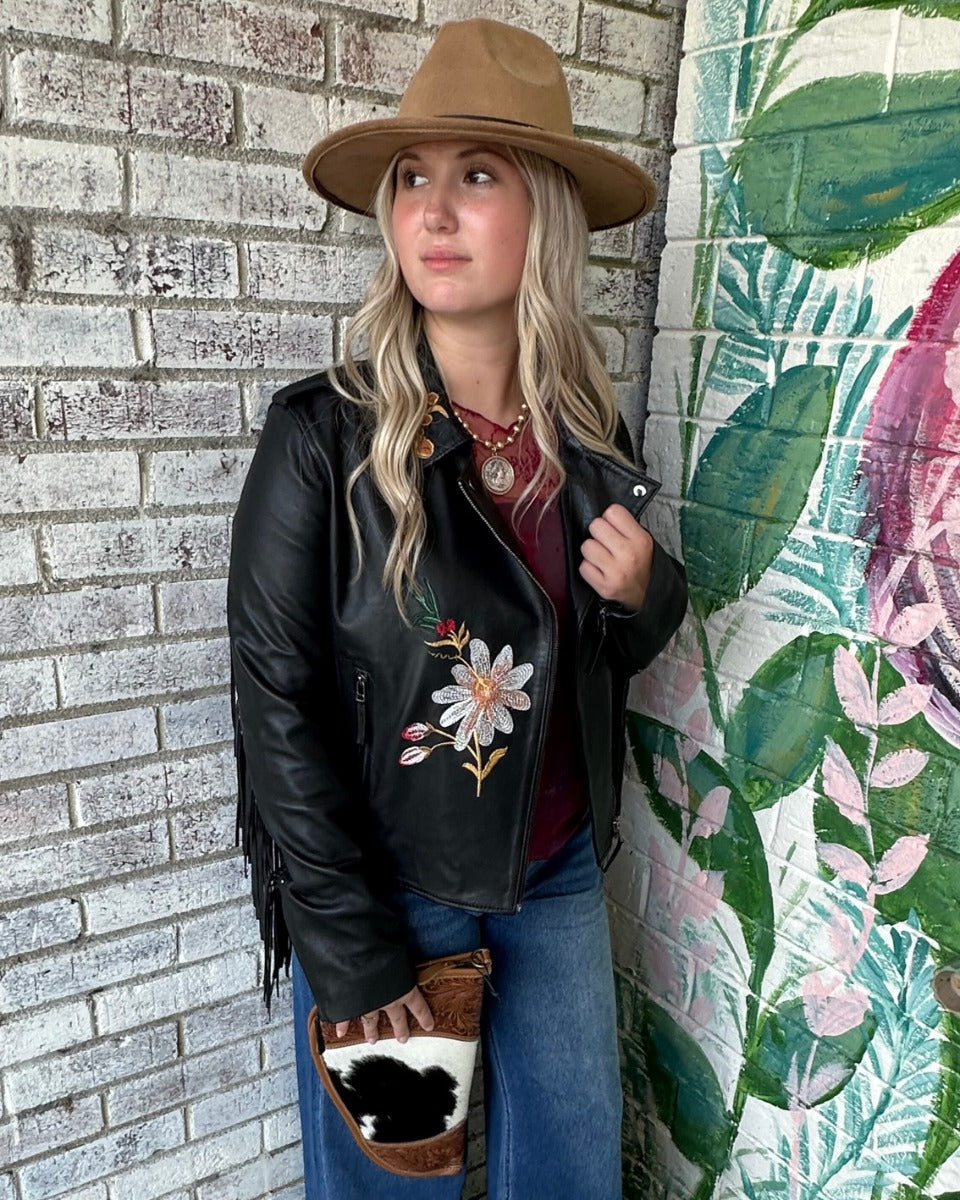 Myra Bag Thorn & Thunder Leather Jacket in Ink Bloom