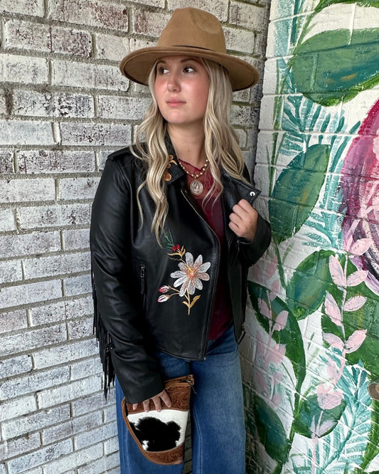 Myra Bag Thorn & Thunder Leather Jacket in Ink Bloom