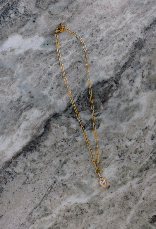 Chansuttpearls Stella Necklace 18k Gold Plated Stainless Steel Water Resistant 15-17" Long 0