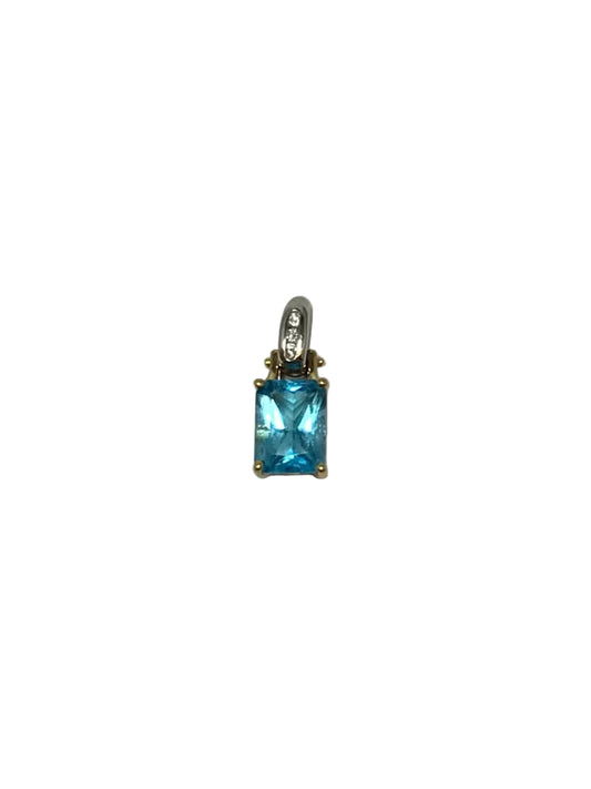 U 17961 14K 2 Tone Blue Stone Pendant