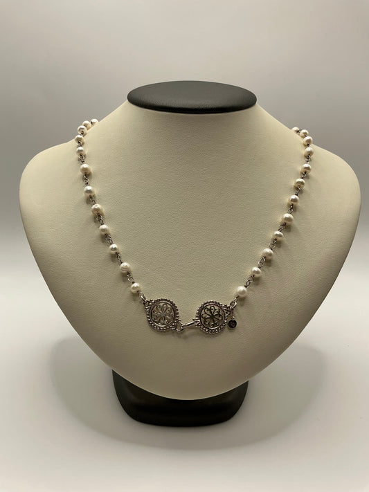 705 CARGO50W Southern Gates Sterling Silver Handwrought White Pearl Necklace 0