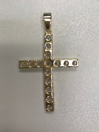Gold Plated Sterling Silver Large CZ Cross Pendant
