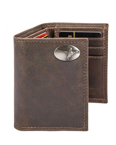 IWT2-MALL-CRZH-LBR Zep-Pro Crazy Horse Brown Trifold Wallet Mallard