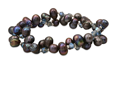 Freshwater Pearl Black Stretch Bracelet