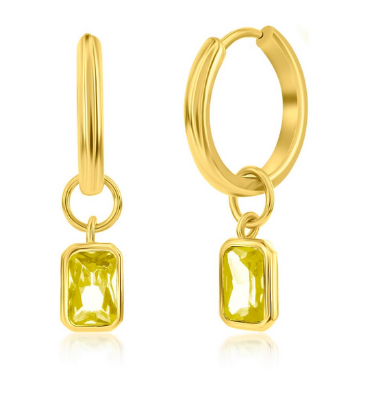 Sterling Silver Gold Plated "November" Rectangle Hoop Earrings