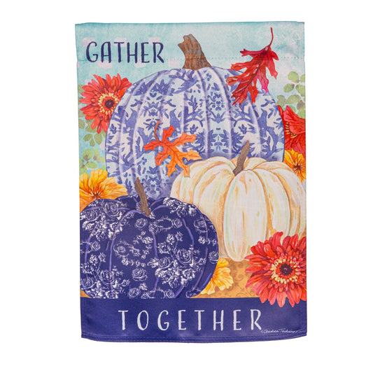 Changing Seasons Pumpkin Suede Garden Flag