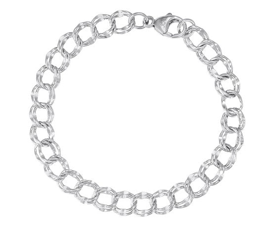 Rembrandt Large Double Link Dapped Curb Classic Bracelet - 8"