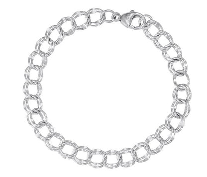 Rembrandt Large Double Link Dapped Curb Classic Bracelet - 8"