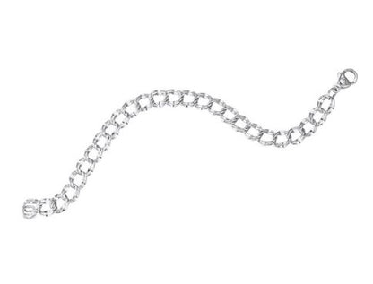 Rembrandt Large Double Link Dapped Curb Classic Bracelet - 8"