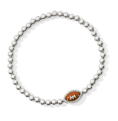 Kendra Scott Silver Football Stretch Bracelet in Orange Goldstone