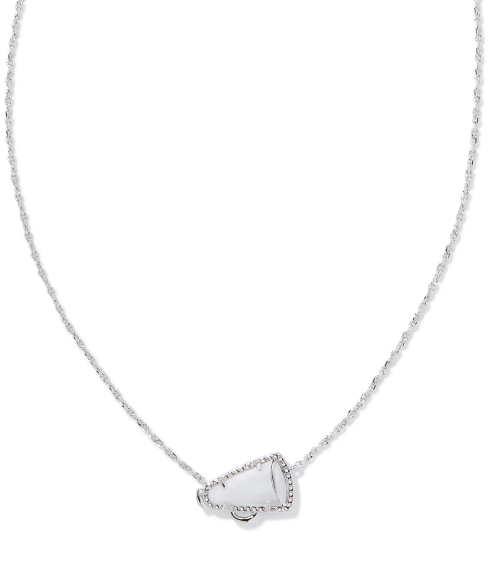 Kendra Scott Silver Cheer Necklace in White Mother of Pearl