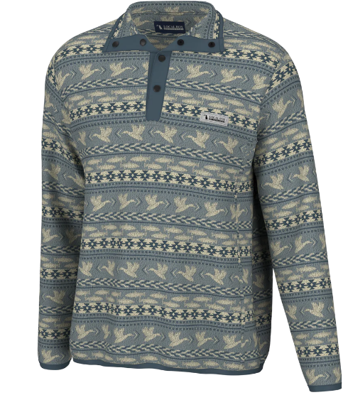 Local Boy Printed Quarter Snap Pullover - Fish & Duck Aztec
