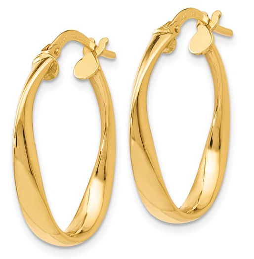 10K Yellow Gold Twisted Polished Hoop Earrings