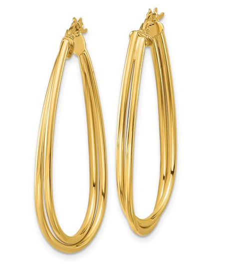 10K Yellow Gold Polished Twist Teardrop Hoop Earrings