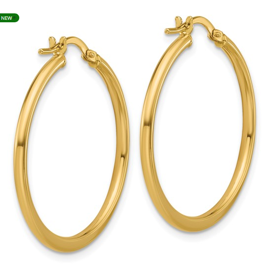 10K Yellow Gold Polished Round Hoop Earrings