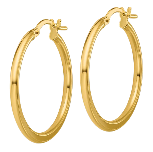 10K Yellow Gold Round Polished Hoop Earrings
