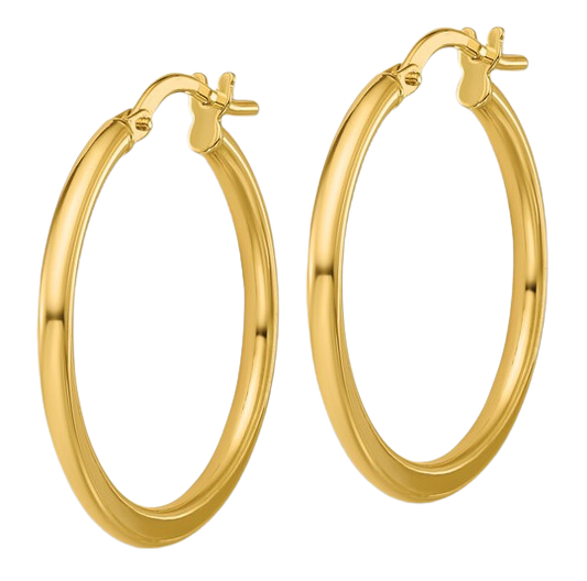 10K Yellow Gold Round Polished Hoop Earrings