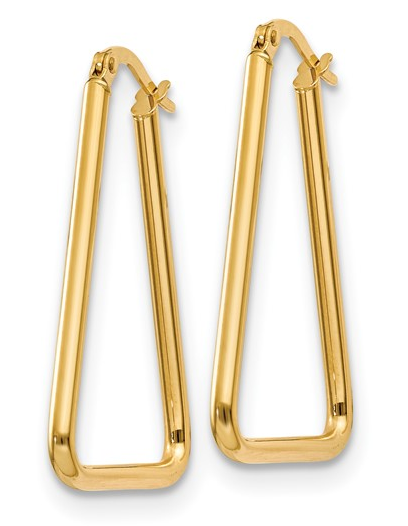 10K Yellow Gold Polished Geometric Shape Hoop Earrings