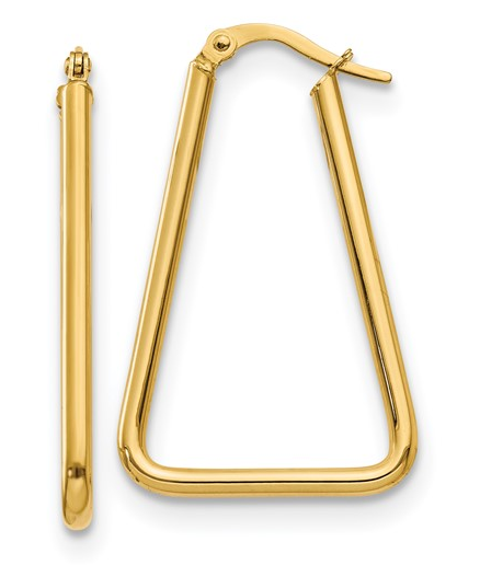 10K Yellow Gold Polished Geometric Shape Hoop Earrings