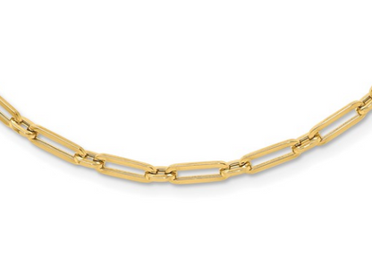 10K Yellow Gold 4mm Polished Flat Oval Link Necklace - 20"