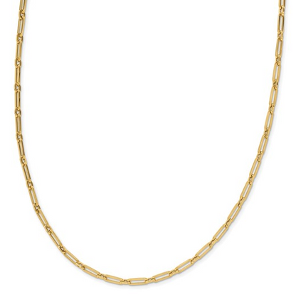 10K Yellow Gold 4mm Polished Flat Oval Link Necklace - 20"