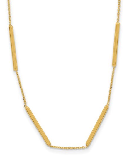 10K Yellow Gold 6 Bar Stations Necklace