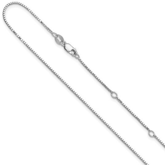 Sterling Silver .85mm Diamond Cut & Polished Adjustable Cable Chain - 16" + 2"