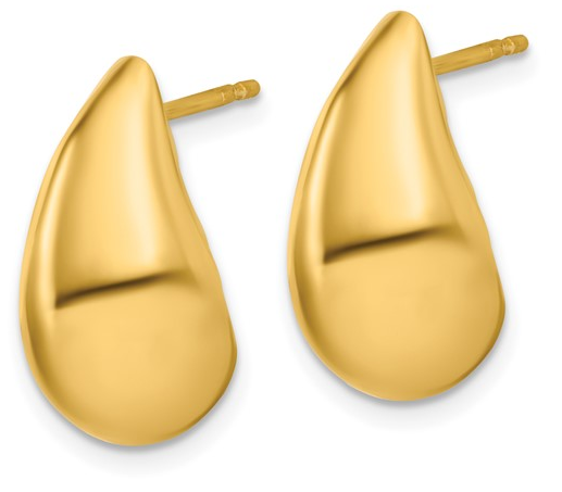 Sterling Silver Gold Plated Polished Teardrop Post Earrings