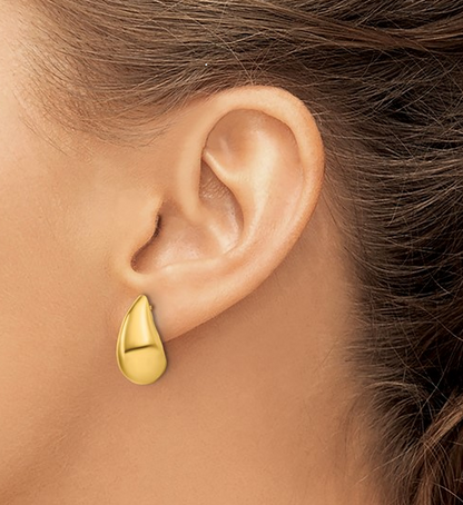 Sterling Silver Gold Plated Polished Teardrop Post Earrings