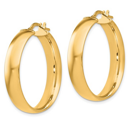 Sterling Silver Gold Plated Polished Hinged 30mm Hoop Earrings