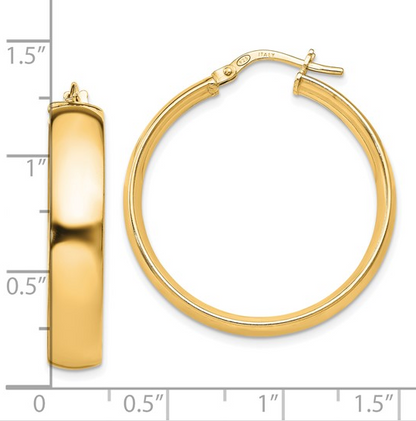 Sterling Silver Gold Plated Polished Hinged 30mm Hoop Earrings